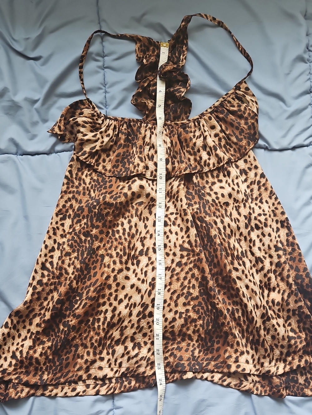 Leopard Print Ruffle-Trim Top